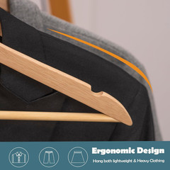 Natural Solid Wood Hangers 20 Pack with Smooth Finish and Swivel Hook