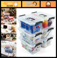 7Qt Clear Storage Bins with Lids, 6 Pack | Stackable Organizing Totes, Dust-Proo