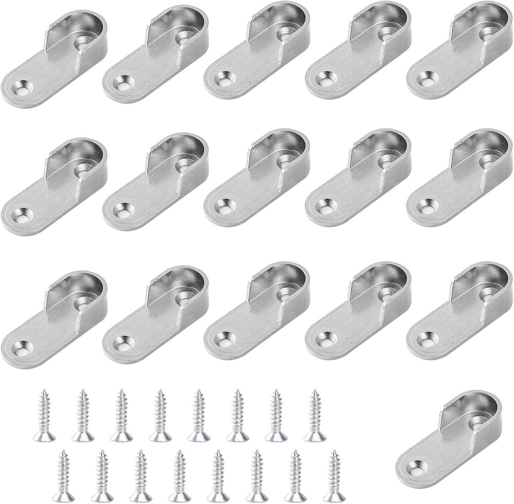 16 PCS Silver Oval Closet Rod End Supports Polished Chrome Finish Closet Rod …