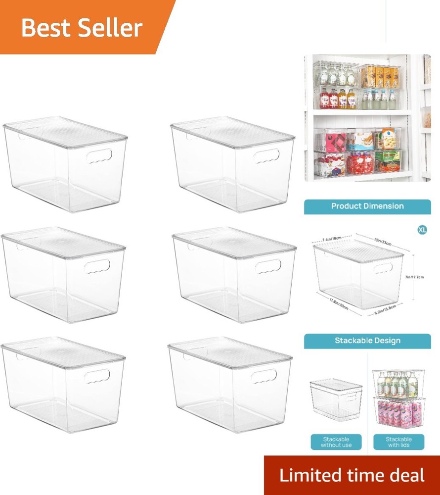 6 Count XL Stackable Storage Bins – Durable & Water-Resistant with Lift-Off Lids