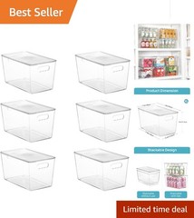 6 Count XL Stackable Storage Bins – Durable & Water-Resistant with Lift-Off Lids
