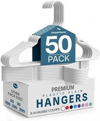 Utopia Home Plastic Hangers 50 Pack Space Saving Clothes Hanger White NEW SEALED
