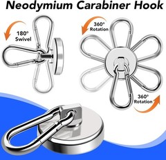 66 kg Heavy Duty Magnet with Carabiner Hook, Strong Magnetic Hooks for Hanging