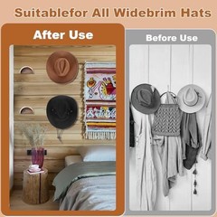 Walnut Wood Cowboy Hat Rack for Wall, 2-Pack | Retro Western Hat Holder with Wid