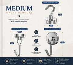 Magnetic Hooks 12 Pack Heavy Duty Swivel Fixed Silver Kitchen Garage Cruise