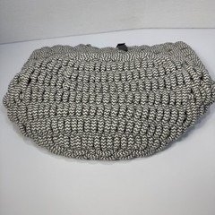 Project 62 Coiled Rope Basket Tote Fishtail Weave Gray White Faux Leather Accent