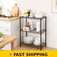 Hyper Tough 3-Tier Wire Shelving Rack – Black, 750 lbs Capacity