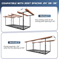 3X6FT Overhead Garage Storage Rack, 26″-40″ Height Adjustable Garage Ceiling Sto