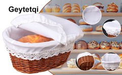 2 Pack 12 Inch Oval Wicker Bread Basket, Elegant Woven Wicker Bread Baskets for