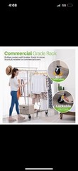 Hokeeper Double Clothing Garment Rack With Shelves 600lbs Capacity On Wheels