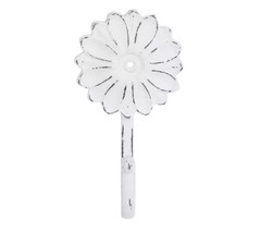Rustic White Metal Flower Wall Hook Floral Coat Robe Hook Lightweight 5.3 In