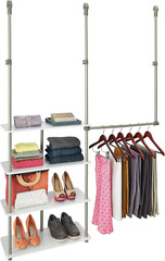 55300 Closet Maximizer with (4) Shelves & Double Hang Rod, Tool Free Add on Unit