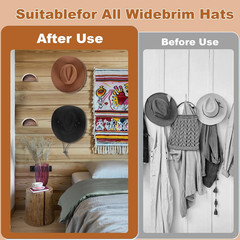 Walnut Wood Cowboy Hat Rack for Wall, 2-Pack | Retro Western Hat Holder with …