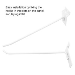 32PCS 8Inch Length White Slatwall Hooks, Metal Slat Wall Display Panel Hooks Hea