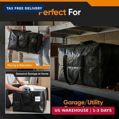 HOLDN’ STORAGE 10 Pack Large Moving Bags, 30 Gallon Heavy-Duty Storage Totes wit