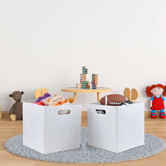 Collapsible 4-Pack White Storage Cube Bins for Organizing Toys and More