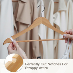 30 Pack Wooden Hangers Heavy Duty Slim Durable Coat Jacket Pant Hangers