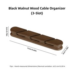 Black Walnut Wood Cable Organizer (3-Slot) Desk Cord Management Cable Holder …
