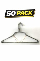 50 PCS Silver Metal Wire Clothes Hangers Heavy Duty 12 Gauge Steel 14″ Space