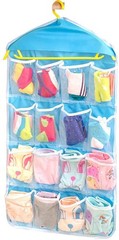 Foldable 16 Pocket Wardrobe Organizer Blue, Polyester Cloth