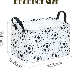 Kids Storage Basket with Soccer Print, 14.5″ x 10.2″ x 9.1″, Waterproof with Lea