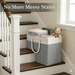 Foldable Stair Basket with Handle for Toys, Clothes & More – Grey