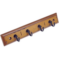 2-Pack Walnut Finish 8.75 Inch Key Rail with 4 Satin Nickel Hooks for Keys Mail