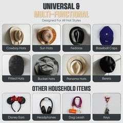 Versatile 6-Pack Hat Organizers – Adhesive Clear Hooks for Contemporary Decor