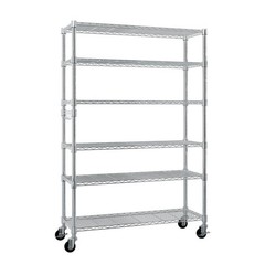 Heavy Duty 6 Tier Storage Shelves Metal Shelf Wire Metal Storage Rack with Wheel