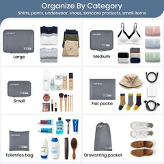 6 Set Packing Cubes for Travel, Lightweight Luggage Organizer Bags for Suitca…