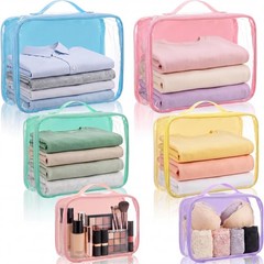 6 Pcs Clear Packing Cubes for Travel Luggage Organizer Bag See Through PVC wi…