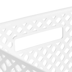 White Decorative Plastic Storage Basket Cube, 13 x 11 Inches, Multipurpose