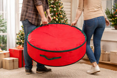 Wreath Storage Bags 48″ Red with Clear Front Handles Garland Storage Bags