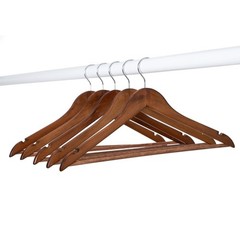 Solid Wood Suit Hangers 60 Pack 5 Count Walnut Finish Swivel Hook Pants Bar New