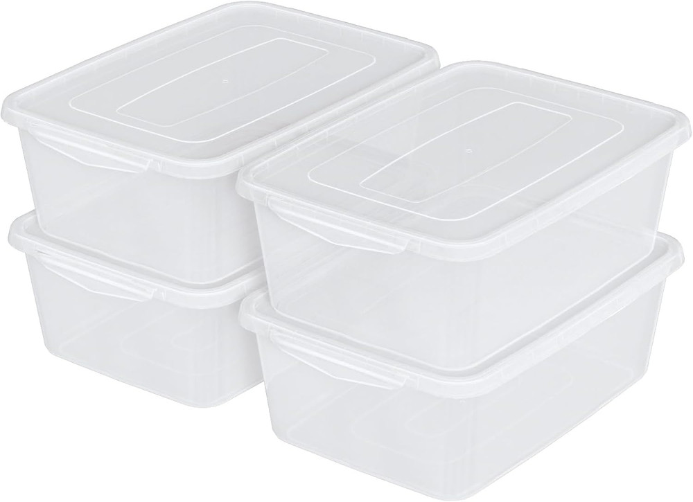 14 Quart Clear Latching Storage Containers – Set of 4 with Lids