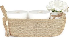 1 Pack Jute Woven Rope Storage Basket for Toilet Tank Top Boho Bathroom Decor