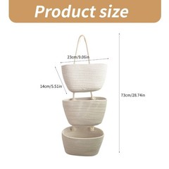 Convenient 3 Layer Cotton Hanging Basket for Storing Spices Toiletries and Files