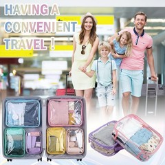 6 Pcs Clear Packing Cubes for Travel Luggage Organizer Bag See Through PVC wi…