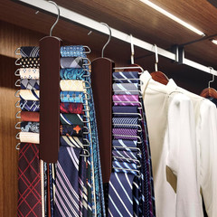 2 Pack Wooden Tie Rack Closet Organizer 360° Swivel Hanger