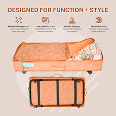 Stylish Under Bed Storage on Wheels – Durable Vegan Leather, 53L Capacity
