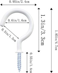 12 Pack Vinyl Coated Ceiling Hooks,Screw-in Mug 1-1/4 Inch, White