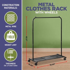 Alloy Steel Clothes Rack – Pack of 1 Versatile, Ample Storage Space, Simple A…