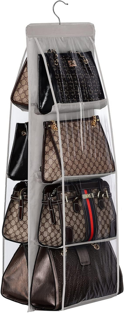 8 Pocket Hanging Purse Organizer for Closet – Space Saving Handbag Storage Holde