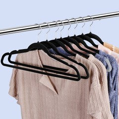 100PCS Velvet Hangers Non-Slip Flocked Clothes Hangers w/ 360° Swivel Hook Black