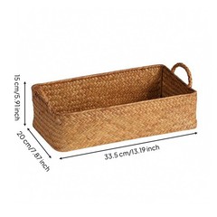 Handwoven Straw Container Braided Woven Basket Natural Material for Countertop