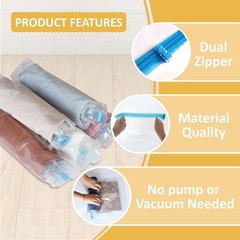 Travel Compression Bags – 12 Durable PA+PE Bags for Ultimate Packing Efficiency