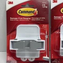 3M Command Broom Gripper Wall Holder Hook 2 Pack 4 lb Damage Free
