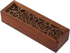 Wooden Storage Box with Removable Cover, Hollow Pull-Out Box, Pine Desktop Stati