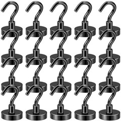 Black Magnetic Hooks, 50 LB Heavy Duty Magnet with Hook, 20 Packs Strong Rare…