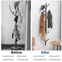 Space Saving Vertical Coat Rack, Wall Mount for Hats Bags Coats Living Room